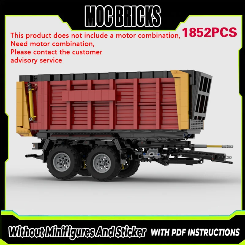 

City Car Model MOC Building Bricks Dump-Type Agricultural Trailer Modular Technology Gifts Holiday Assemble Children Toys Suit