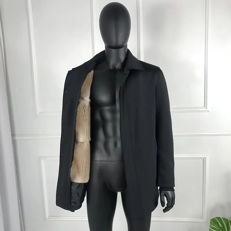 Top Fashion Men Natural Fur Coat Jacket Real Muskrat Mink Fur Lining Jackets Fashion Best Selling