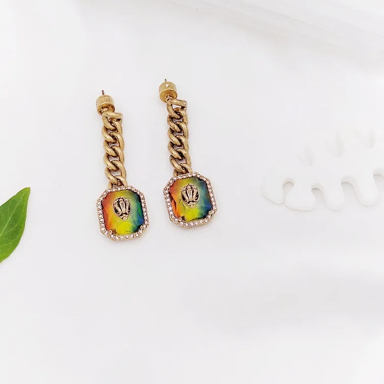 Medieval Jewelry Luxury Eagle Head Earrings Kurt G Eagle Head Chain Rainbow Layered Earrings for Women Gift London Brand Earring