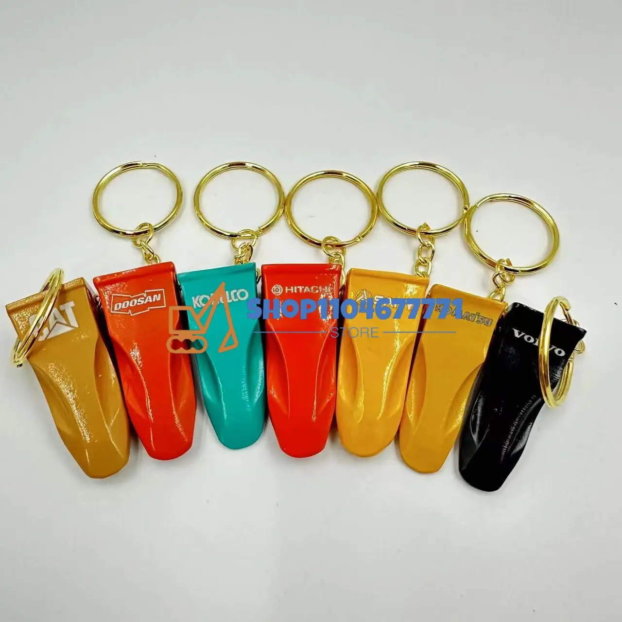 For Komatsu Caterpilla Hitachi Kobelco Kobelco SANY Doosan Vol-vo Bucket Keychain Chain Plate Metal Pendant Small Gift