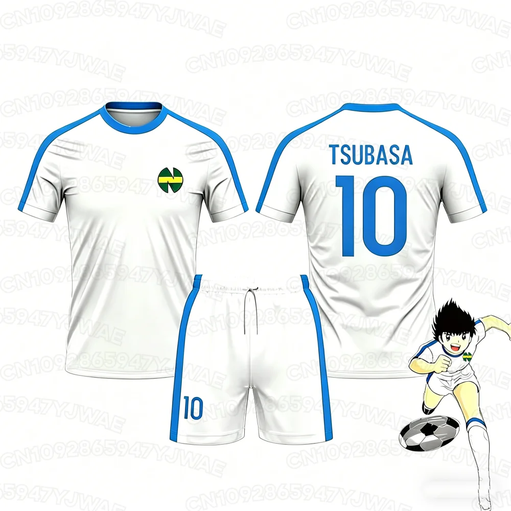 Summer Men's Women's Captain Tsubasa Football Jersey No.10 Print T Shirt Set Or T-Shirts Or Shorts Sport