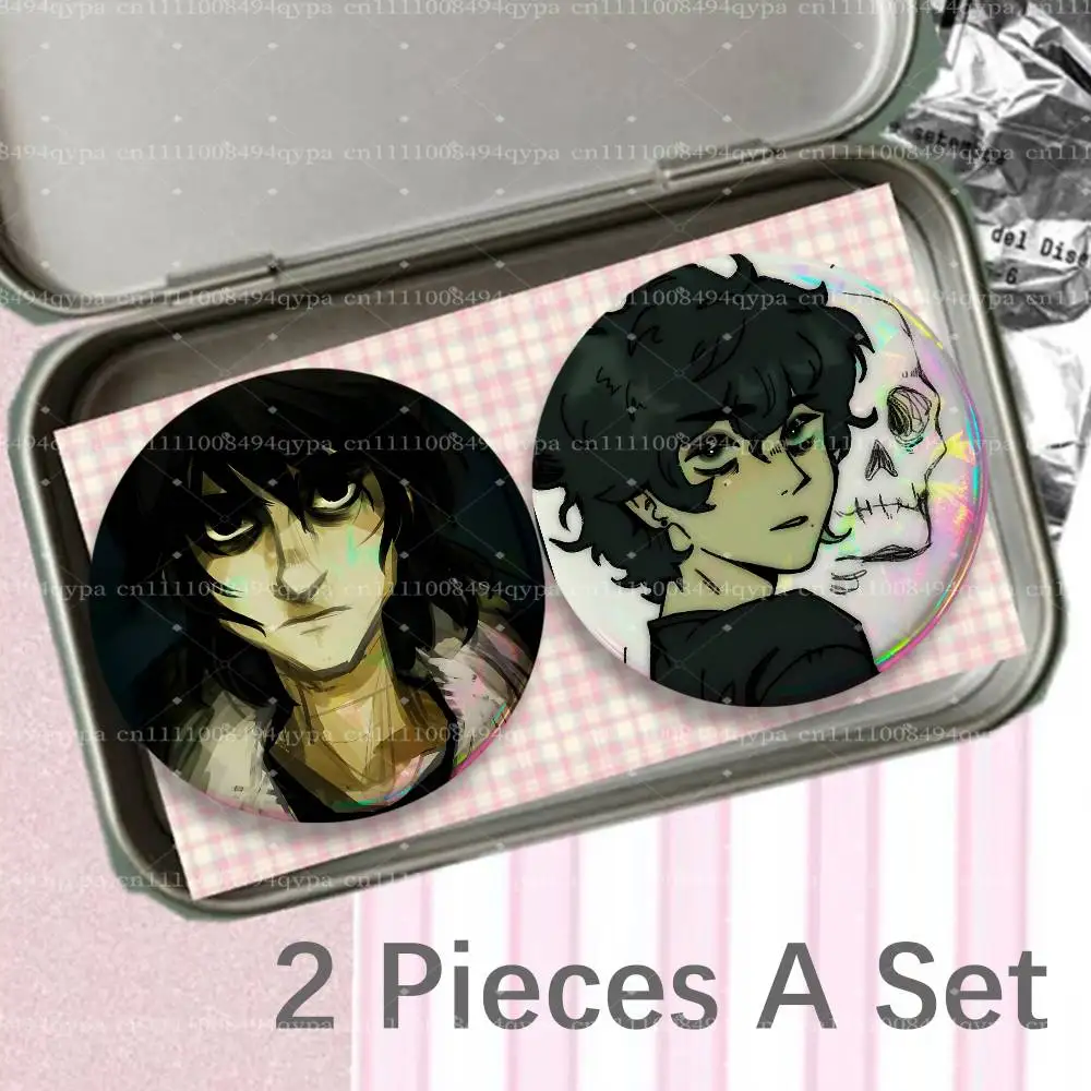 Nico Di Angelo P-Percy Jackson 2 Pieces Set Badge Set Fashion Brooches for Women Men Backpack Accessory Bag Badge Jewelry Gift