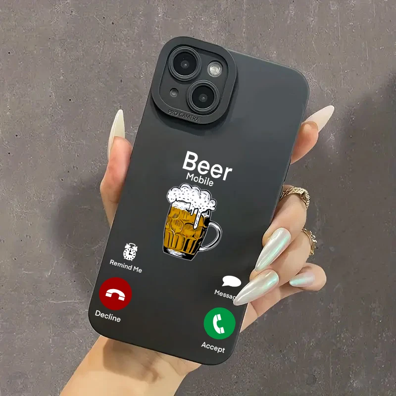 

Phone Case For iPhone 15 16 Pro Max 14 13 12 11pro X XS XR 7 8 Plus SE 2020 16E Funny Beer Call Shockproof Silicone Soft Cover