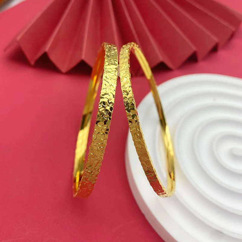 58/60/62mm Dubai Wedding Bangles For Women Ethiopian Jewelry Gold Color Indian Bracelets Jewelry Accessories Gifts