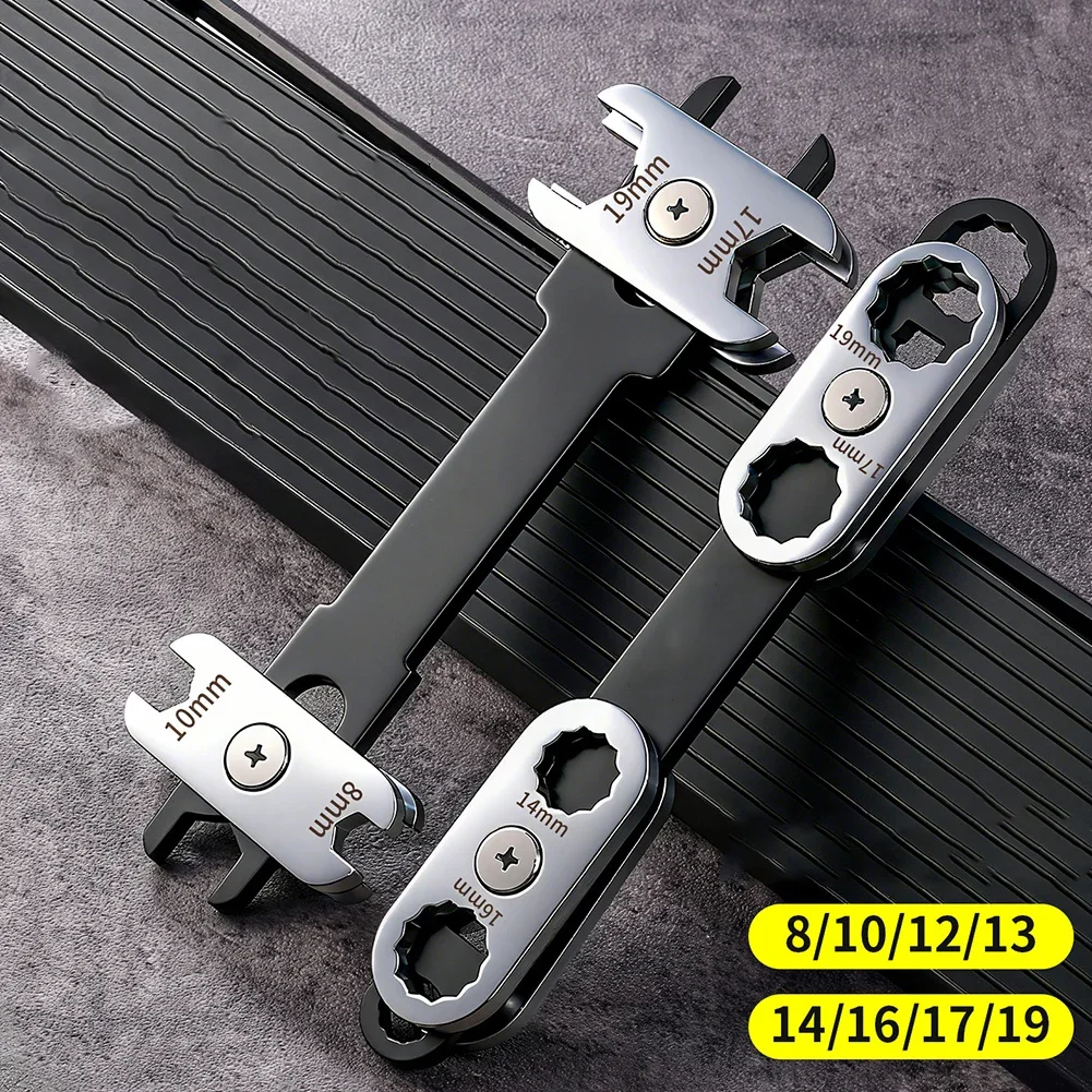 2Pcs Combination Wrench Spanner Set 360° Rotation Metric Plum Blossom Ring Opening Wrench Hand Repair Tools