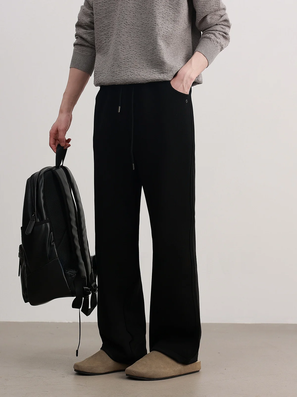 Men's Casual Straight Leg Sweatpants Three Colors Drawstring Soft Comfortable Cotton Polyester Elastic Fiber Anti-shrinkage
