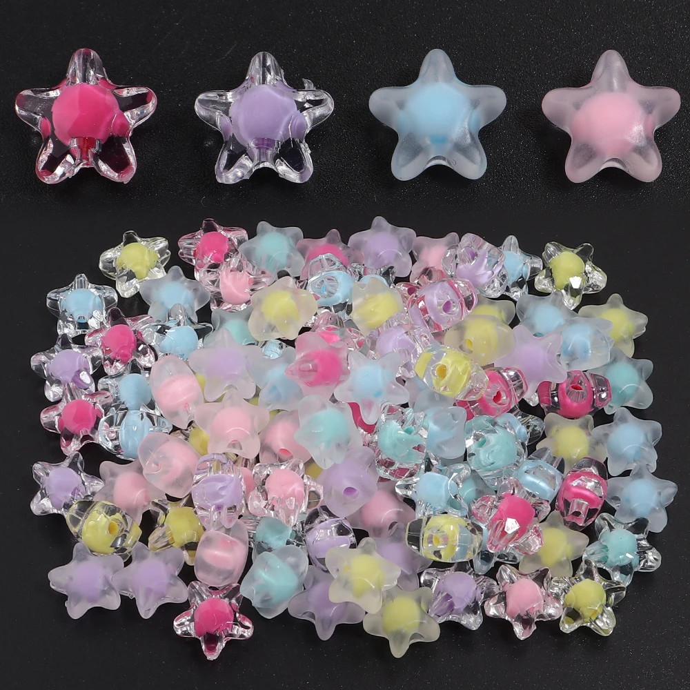50Pcs 12mm Clear Acrylic Star Beads Loose Spacer Beads for Jewelry Making DIY Bracelet Necklace Phone Chain Accessories