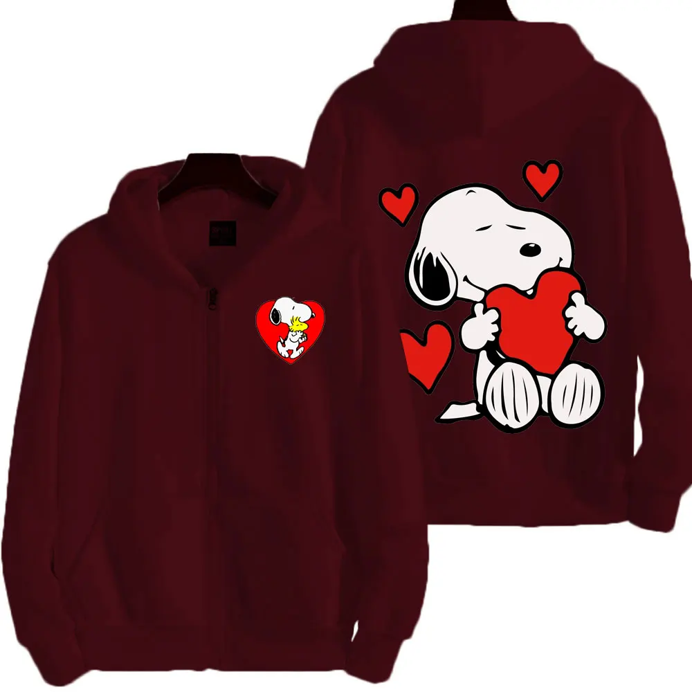 Snoopy Cartoon Anime Men Zip Up Hoodie Spring Autumn Fashion Women Sweatshirt 2024 New Casual Couple Jacket Coat Clothes