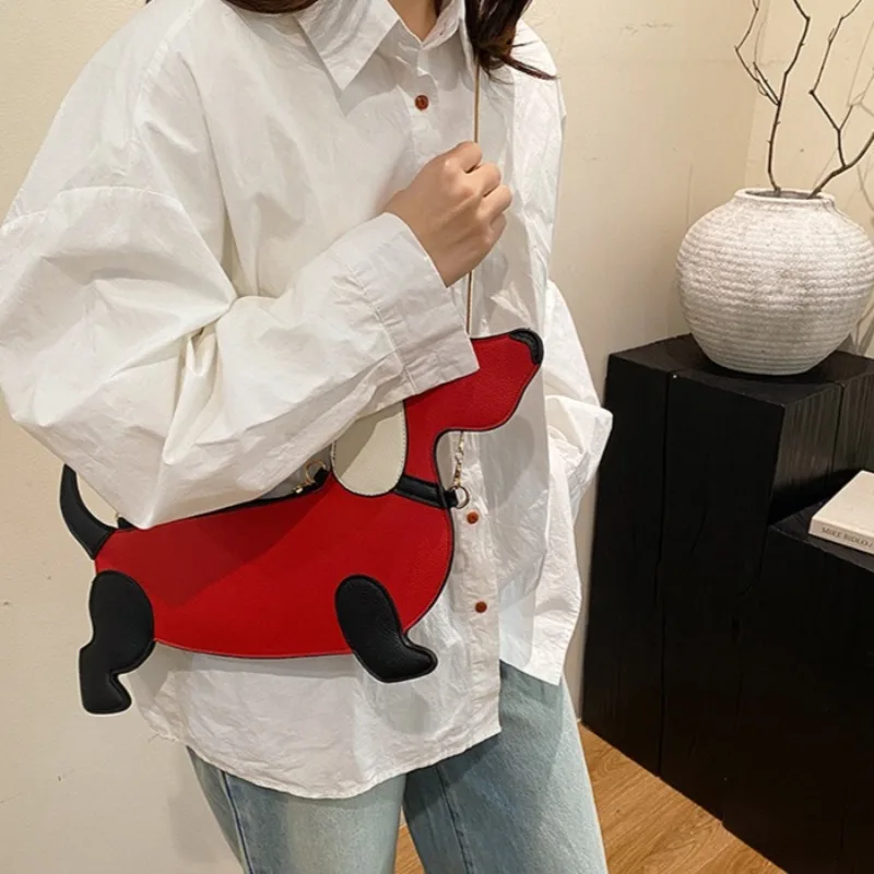 

1pcs Creative Fashion Cartoon Dachshund Shoulder Bag Outdoor Travel Casual Crossbody Bag Cute Animal-shaped Handbag