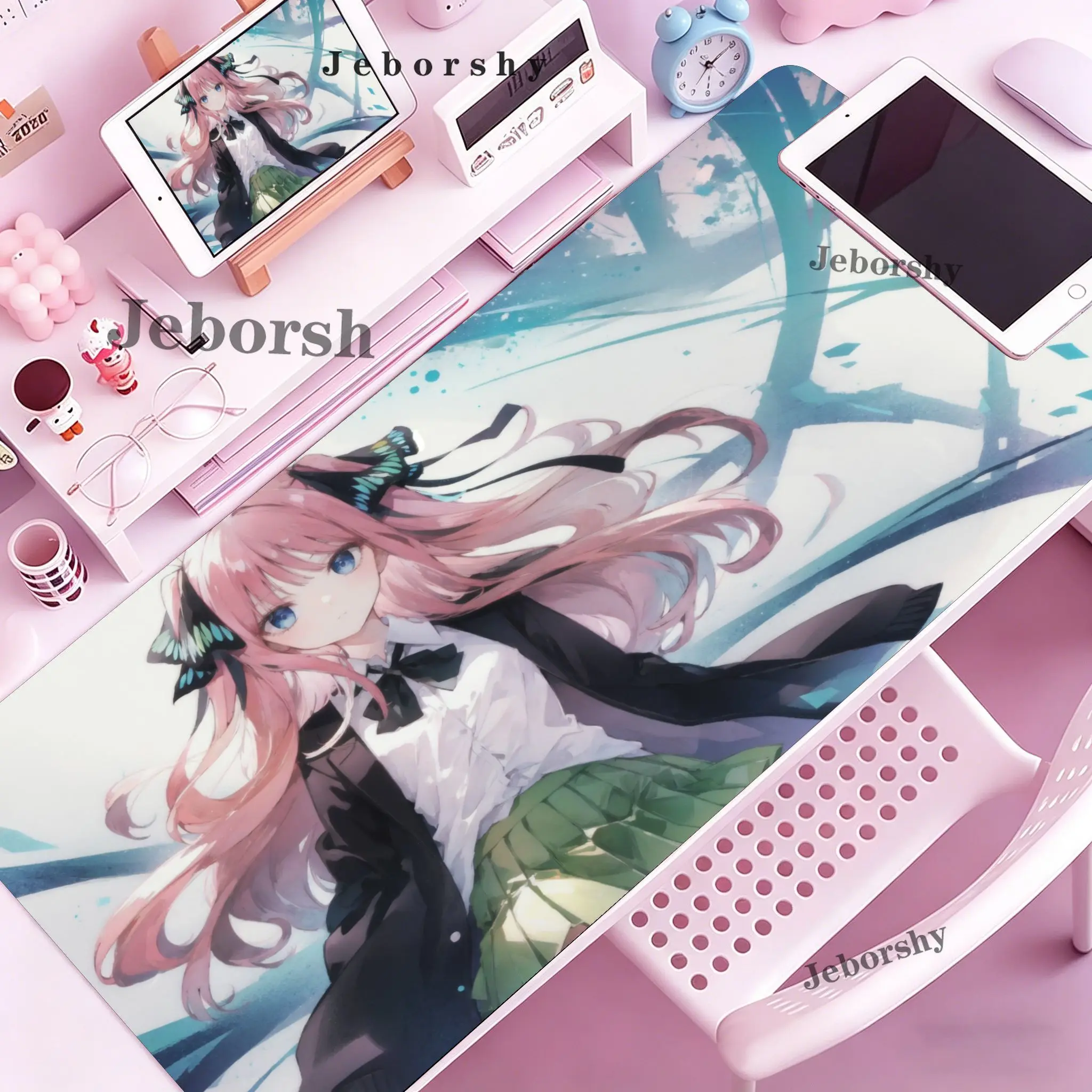 Nino Nakano Anime Mouse Pad Gaming Desk Mat Non-Slip Rubber Lock Edge Keyboard Pad Laptop Gamer Accessories
