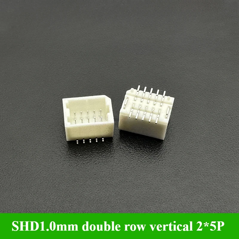 

10Pcs/lot SHD1.0mm Double Row Vertical Connector Pitch 1.0mm 2*5P/6P/8P/10P/15P/20P Vertical Type Socket Shell
