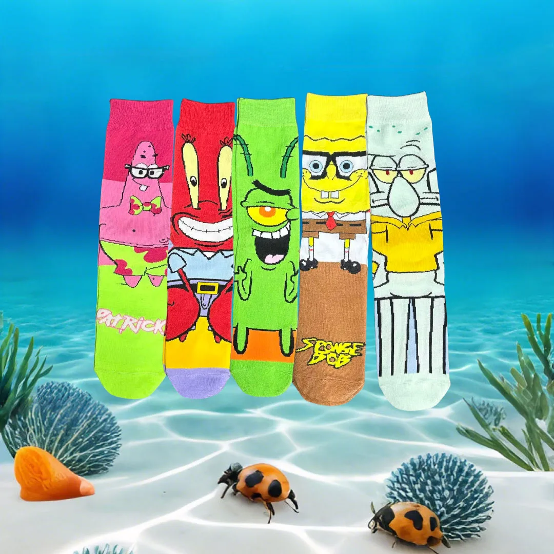 1/5 paar cartoon anime-serie schattige hoge sokken gebreid unisex