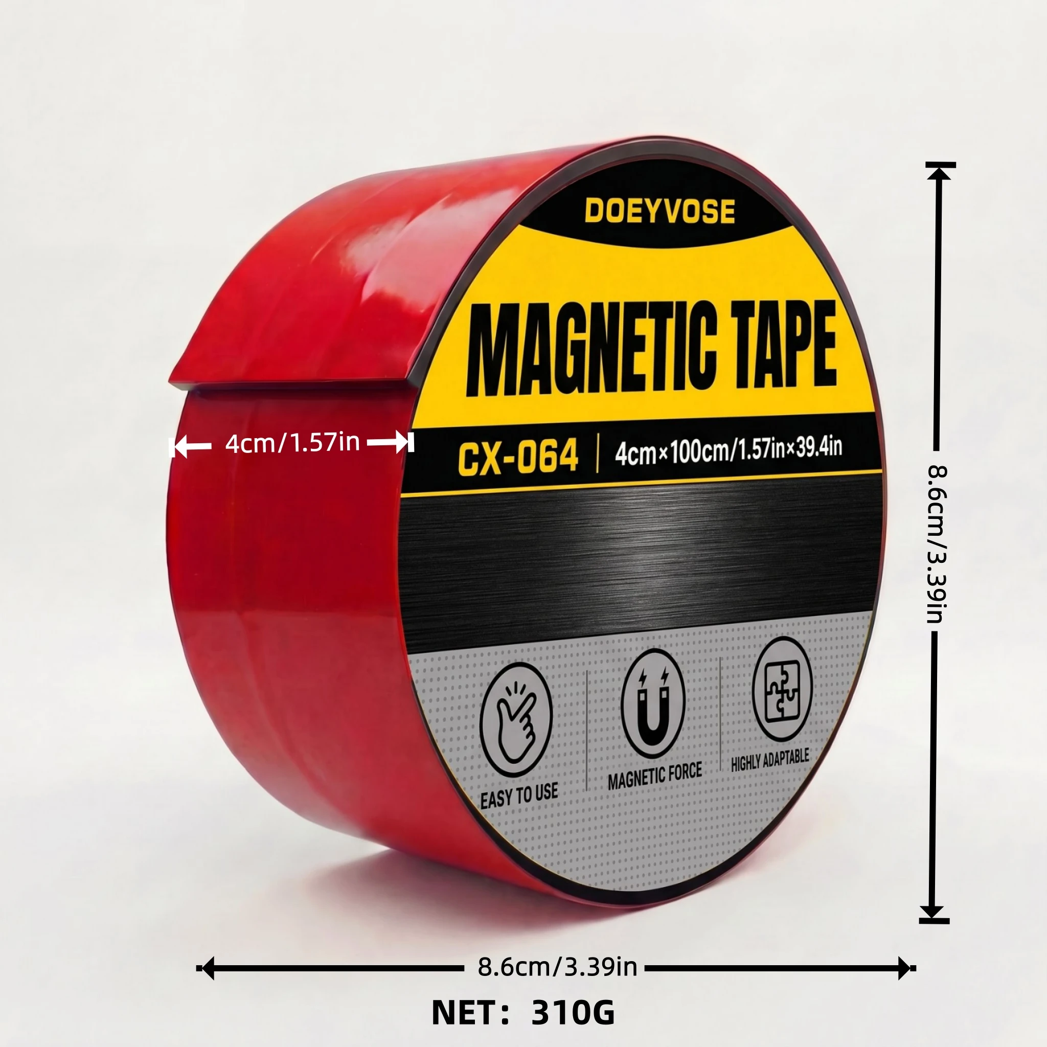 Self Adhesive Rubber Magnetic Tape 40mm×2mm 1 Meter Strong Magnet for Home Office Use