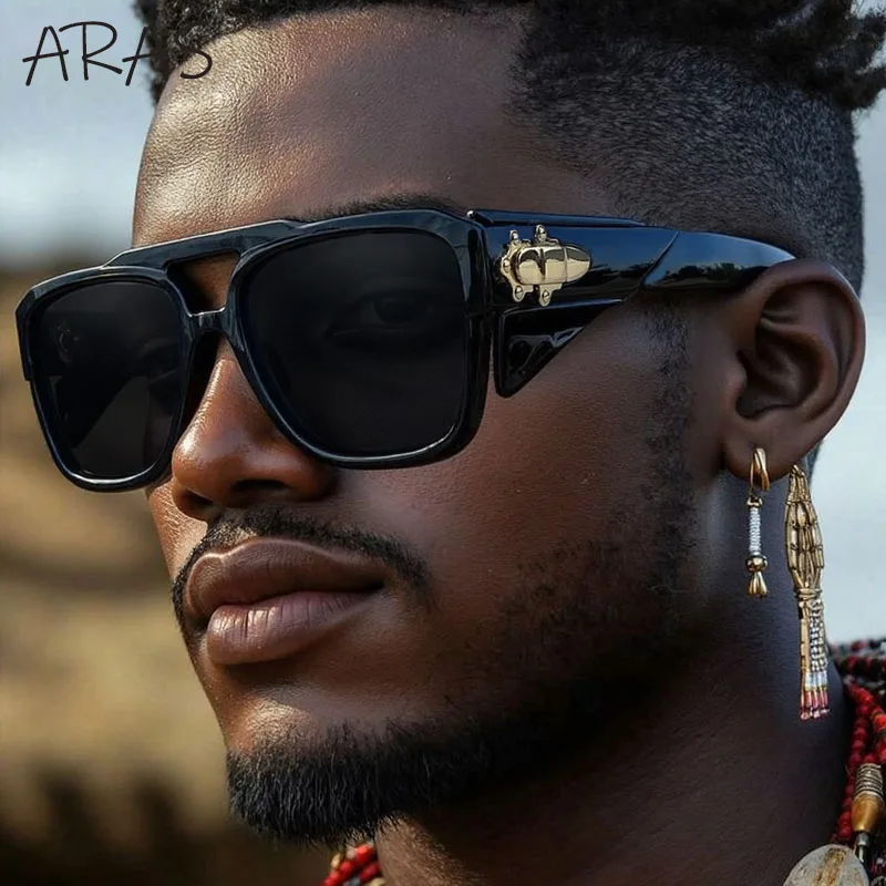 

Steampunk Oversized Square Sunglasses Men 2025 Luxury Brand Retro Double Beam Sun Glasses For Male Driving UV400 Eyewear Shades