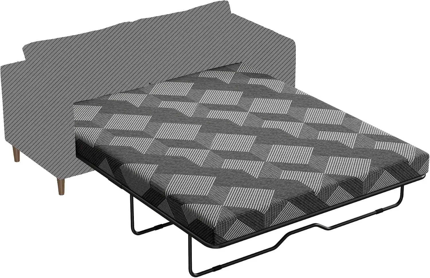4 inch Queen Size Sleeper Sofa Mattress,Gel Memory Foam Replacement with Breathable Washable Geometric Pattern Cover,Ergonomic S