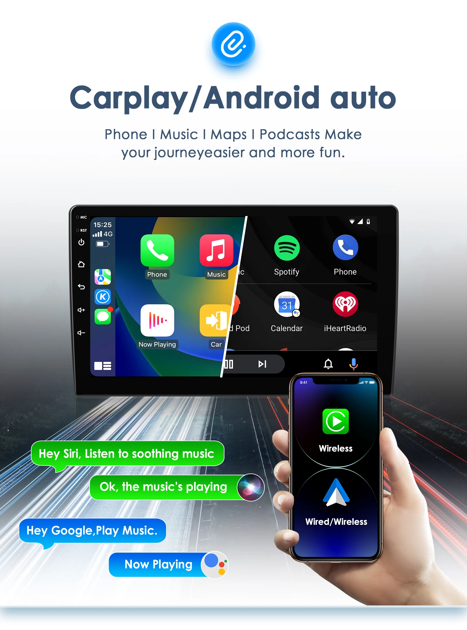 Hizpo 9'Carplay 4G AI Systeme Autoradio für Renault Megane 3 Fluence Samsung SM3 2008-2014 Multimedia Video Player GPS Autoradio – Detail 9
