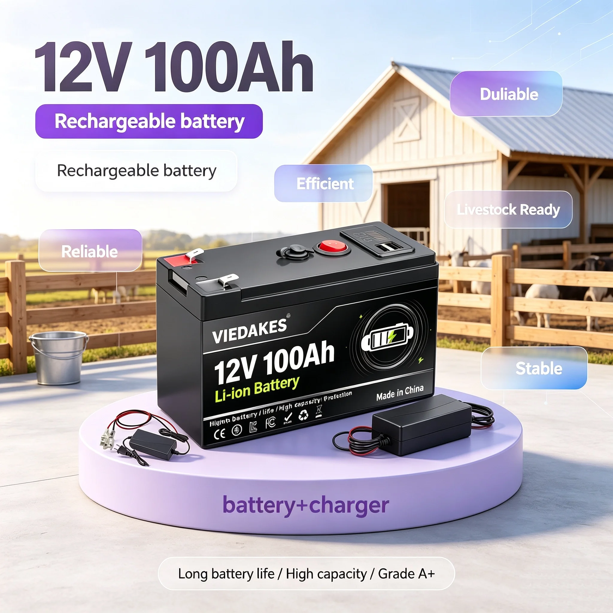 New 12V battery 100Ah 21700 Lithium Rechargeable Battery Pack for Sprayer Kids Electric Toy Car motorcycle camping+3A Charger