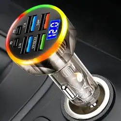 USB Car Charger 6-port USB Fast Car Charger LED Voltage Display Portable Flash Charging Charger Car Accessories GPS Device