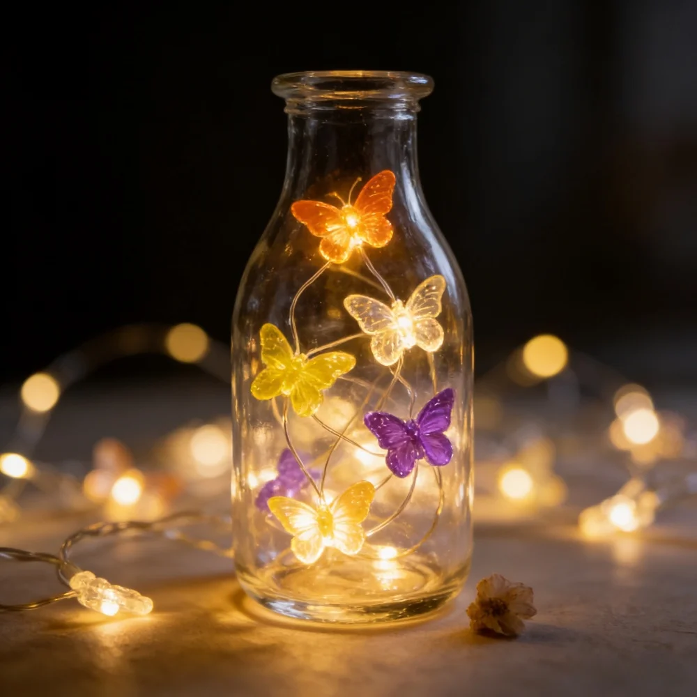 2M20LED Butterfly Sunflower Copper Wire String Lights Battery Operated LED Fairy Lights for Kids Bedroom Wedding Party Decor