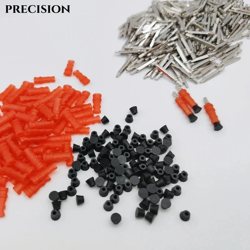 

1000 комплектов двойных булавок для стоматологической лаборатории, красные резиновые втулки и колпачки, двойной латунный дюбель-штифт