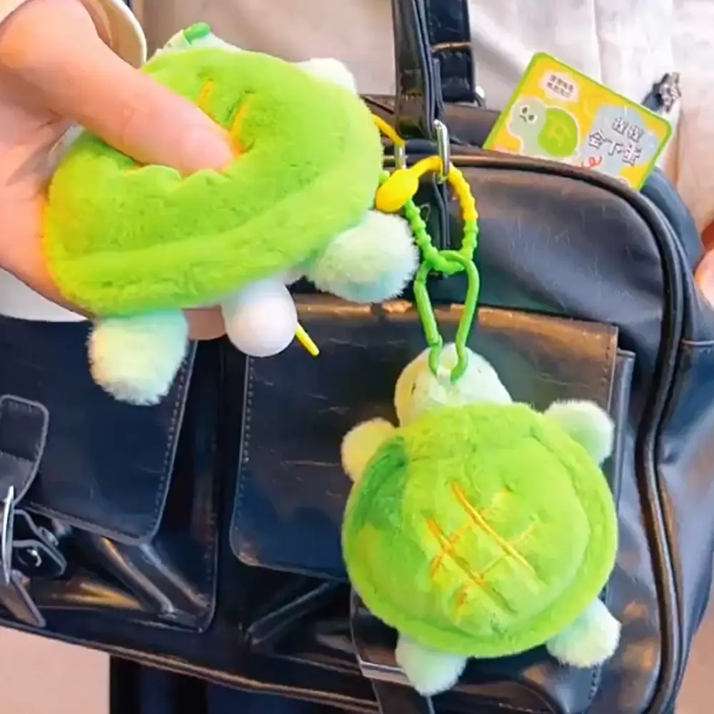 Porte-clés tortue Mamba à la menthe en coton PP, porte-clés en peluche de dessin animé, animal simulant la ponte René, libération soulignée