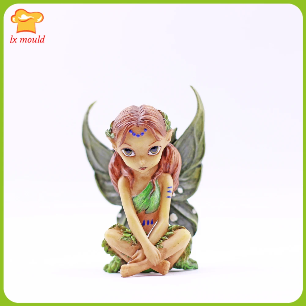 New 3D Fairy Angel Elf Silicone Resin Mold Flower Girl Cake Chocolate Candle Baking Mould