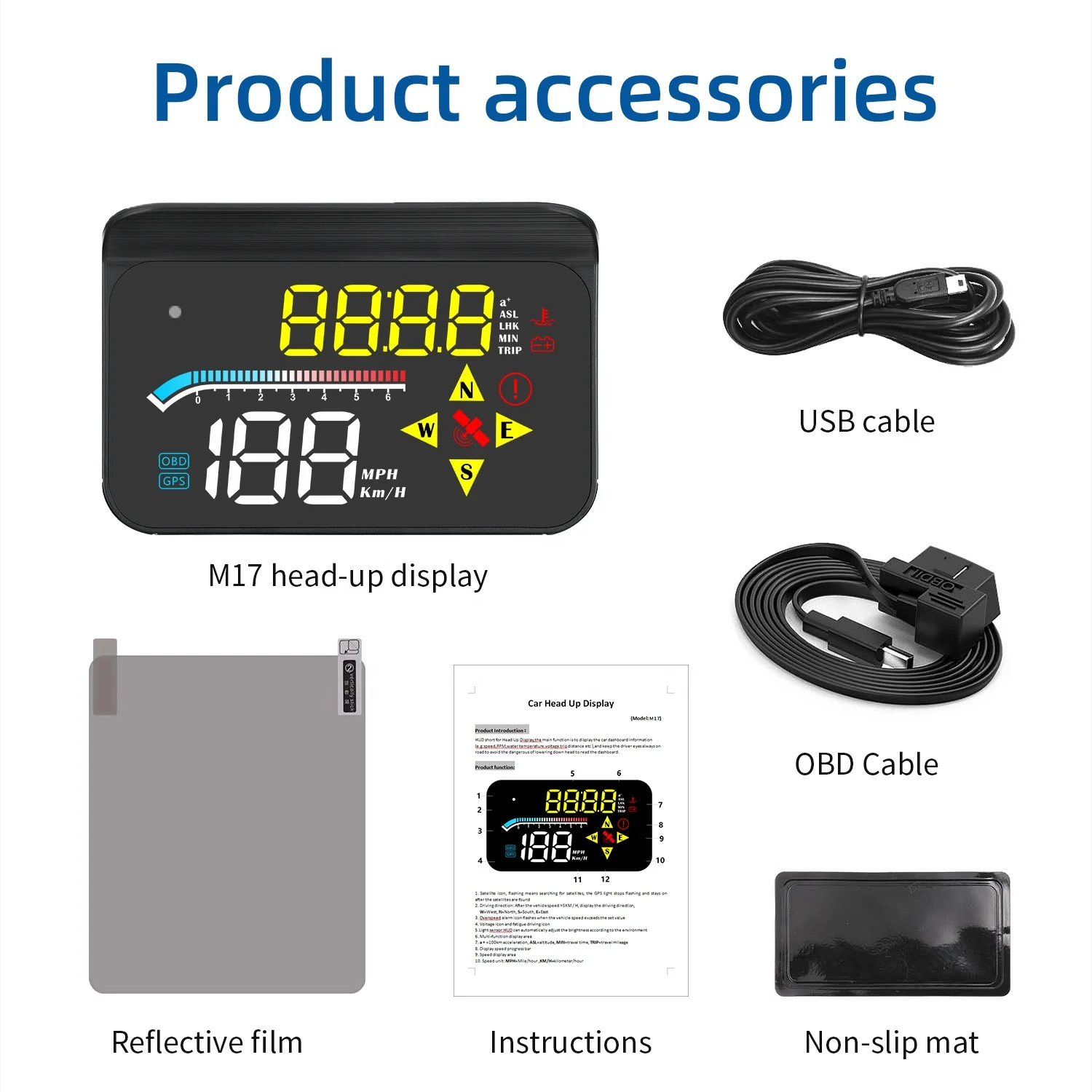 

3,5-дюймовый LED-дисплей OBD2 GPS для автомобиля, многофункциональный универсальный проекционный дисплей на лобовое стекло (HUD) с отображением температуры воды и часов, подключение Plug & Play