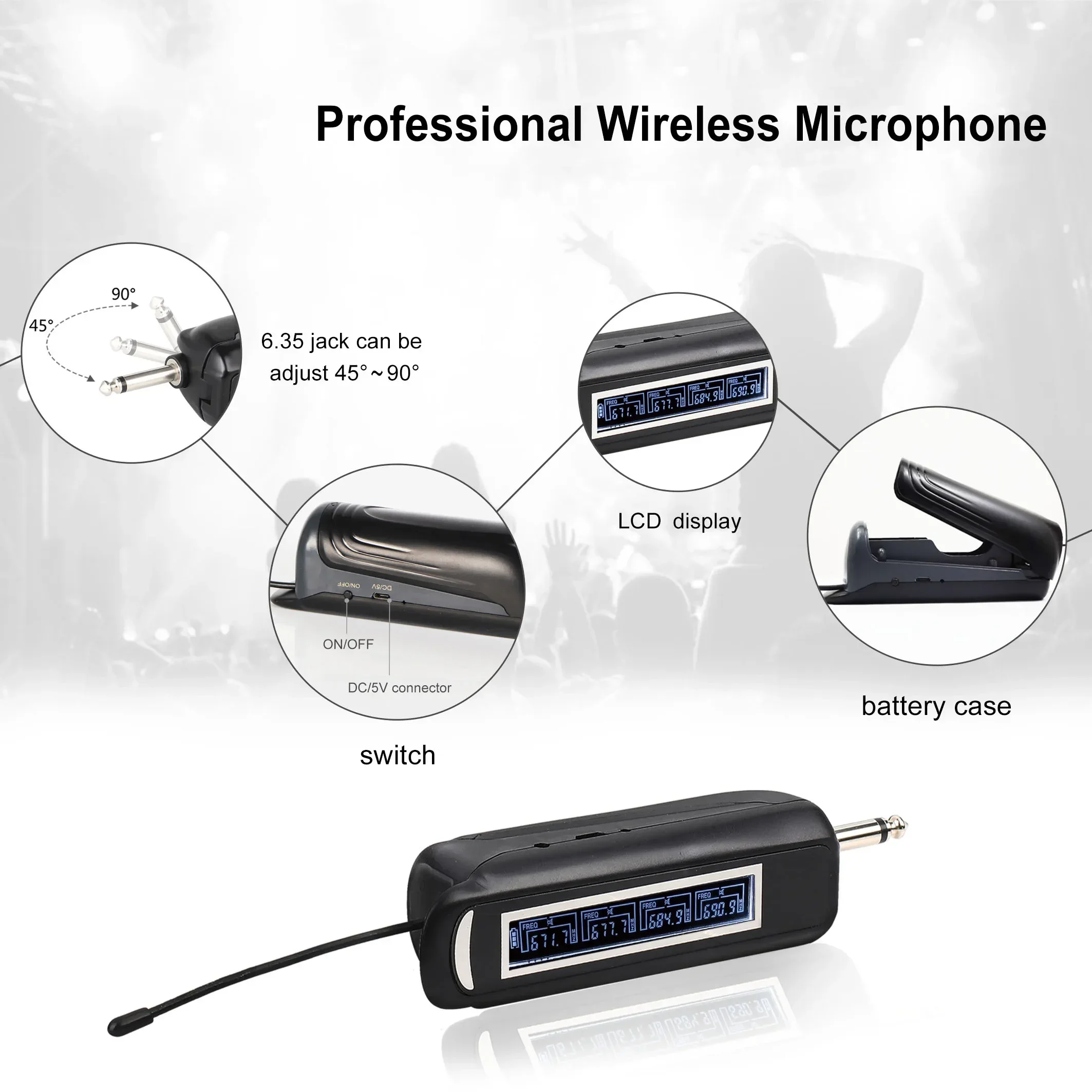Microfono wireless da bavero Microfono per telefono Microfono wireless Uhf
