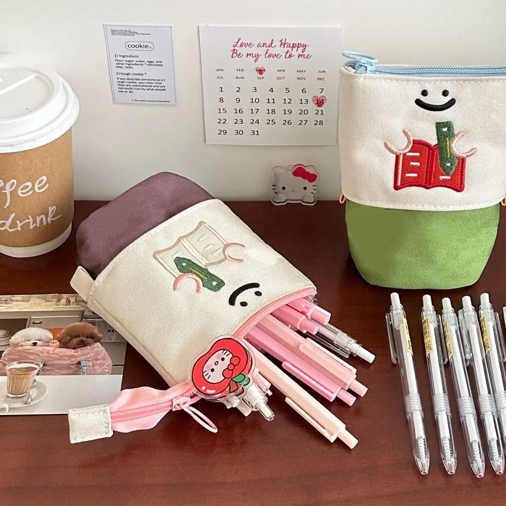 Cartoon Retractable Pen Bag Dirt-proof Large Capacity Stationery Bag Foldable Multifunctional Pencil Box School Office
