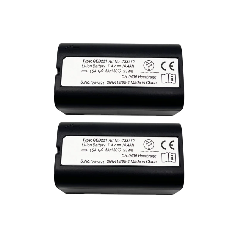 2PCS GEB221 Li-ion Battery For Leica TS02 TS06 TS09 TPS1200 ATX1200 Series Surveying Total Station 4400mAh 7.4V ​GPS Battery