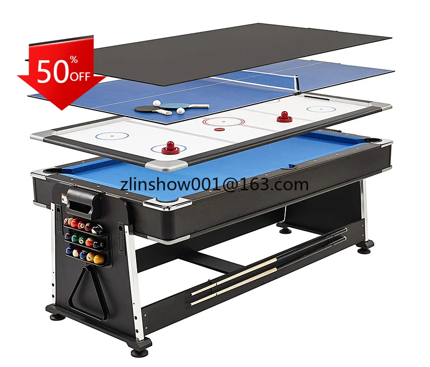 

Hot Sale 4 In 1 Modern Multi Game Billiard Pool Table With Air Hockey Table Tennis Table And Dinning