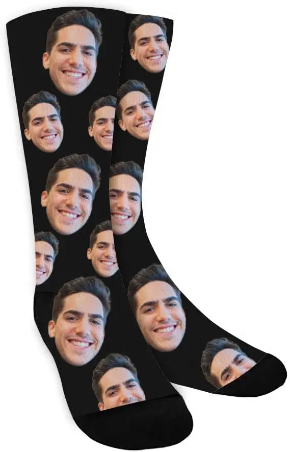 Custom Socks with Photo Personalized Face Socks for Men Women Customized Funny Gag Gifts for Dad Christmas One Size