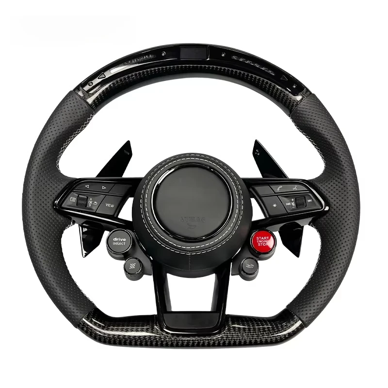 

Custom LED Racing Carbon Steering Wheel With Shift Paddles For Audis R8 RS3 A4 A5 TT TTRS S4 A7 Q7