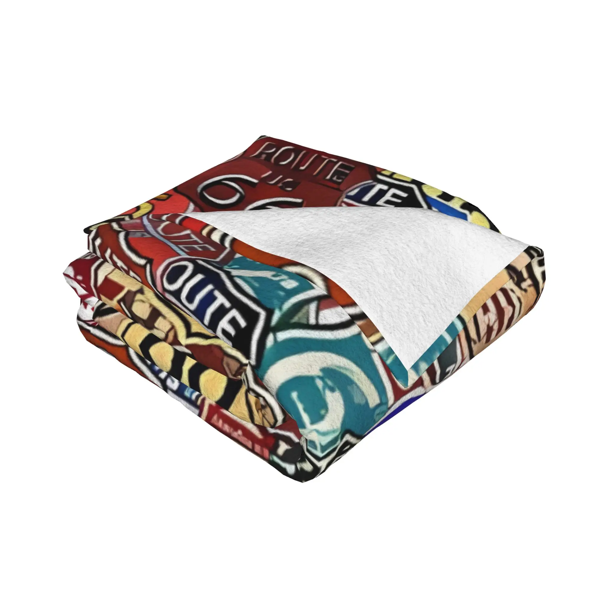 1PC home Cute Room Decor Classic Blanket Throw Blanket Route 66 Novelty Warm Blanket All Season