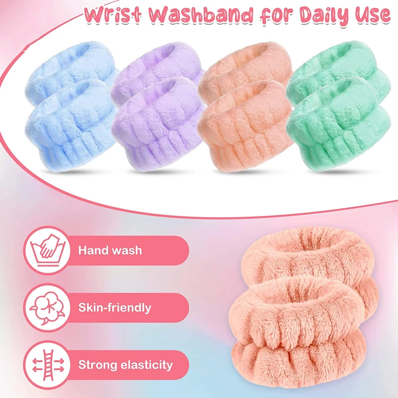 Wrist Washband Absorbent Wrist Washing Face Wristbands Women Microfiber Wash Towel Girls Sports Yoga Running Wrist Sweatbands