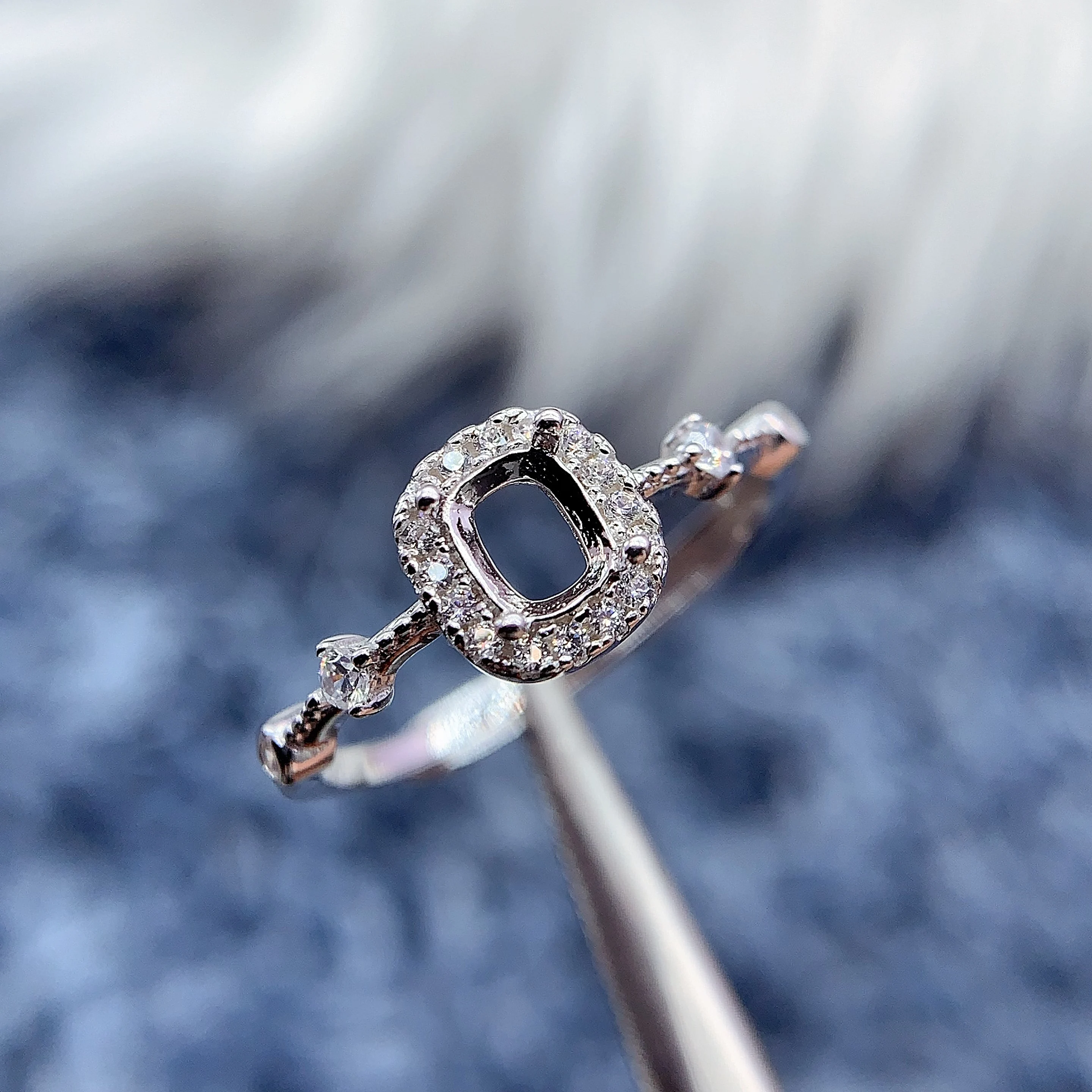 

MeiBaPJ Инкрустация Прямоугольная 5*7 мм S925 Стерлинговое Серебро DIY Кольца Установки Женские Подарки Изящные Очаровательные Свадебные Роскошные Ювелирные Изделия Оптом