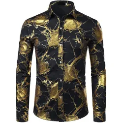 Floral Hawaiian Shirts Men Fashion Shirt Long Sleeve Beach Blouse Men's Clothing Vocation Blouses Male Camisas Flower