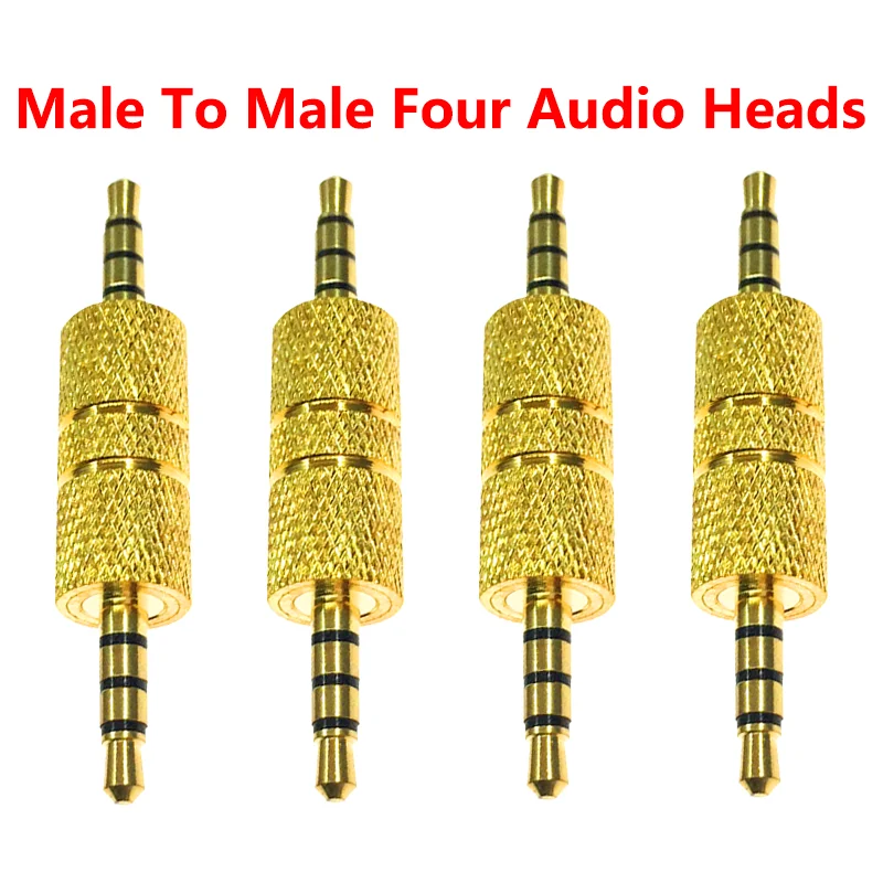 

4 Pole 3.5mm Golden Audio Cable Jack Adapter Male to Male Stereo Aux Plug Straight Converter for MP3 MP4 Earphone Connector