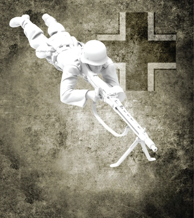 

1/35 Scale Die-Cast Resin Figure Model Kit WWII German MG Gunner Unassembled and Unpainted