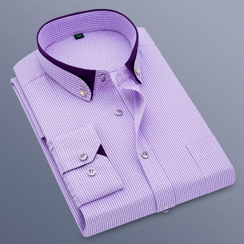 Men Striped Long-Sleeved Shirt Men Non-Ironing Anti-Wrinkle Shirts Male Breathable Business Casual Fashion Slim Fit Shirt