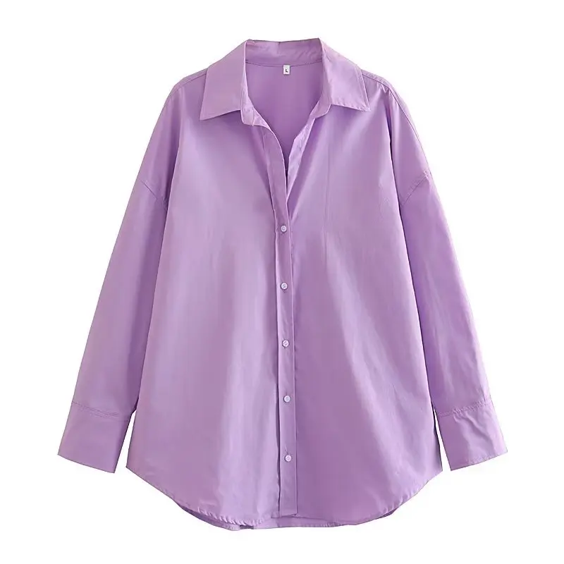 

Long Sleeve Top Female Streetwear Oversize Shirts And Blouses TRAF Women Shirt Multicolour Button Up Shirt Women Summer