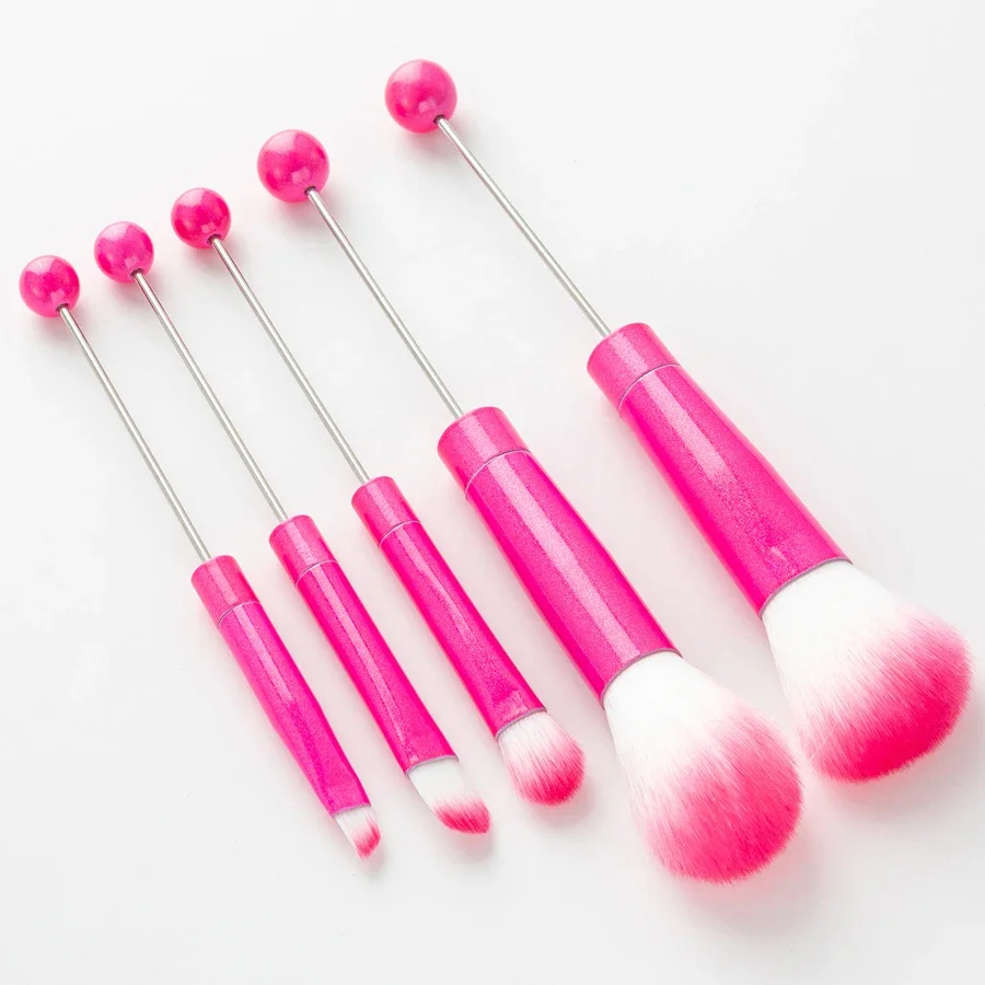 5pcs Beadable Makeup Brushes Unique Brushes Silicone Beads DIY Makeup Cosmetic Brushes Beaded Brushes Kit For DIY