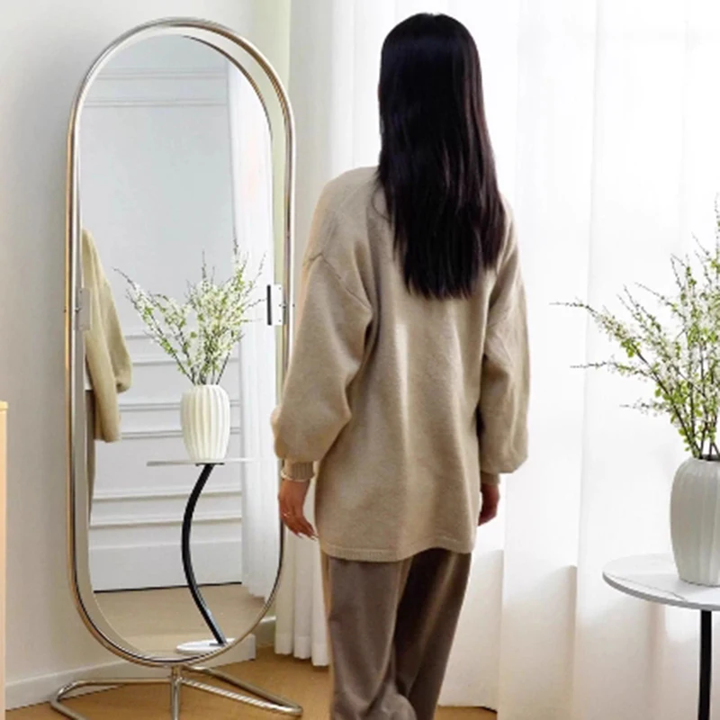 مرآة أرضية بيضاوية على الطراز الكوري للفتيات مرآة جمالية حديثة لتزيين غرفة المعيشة منتجات منزلية فاخرة غير تقليدية إنفينيتي Espelhos