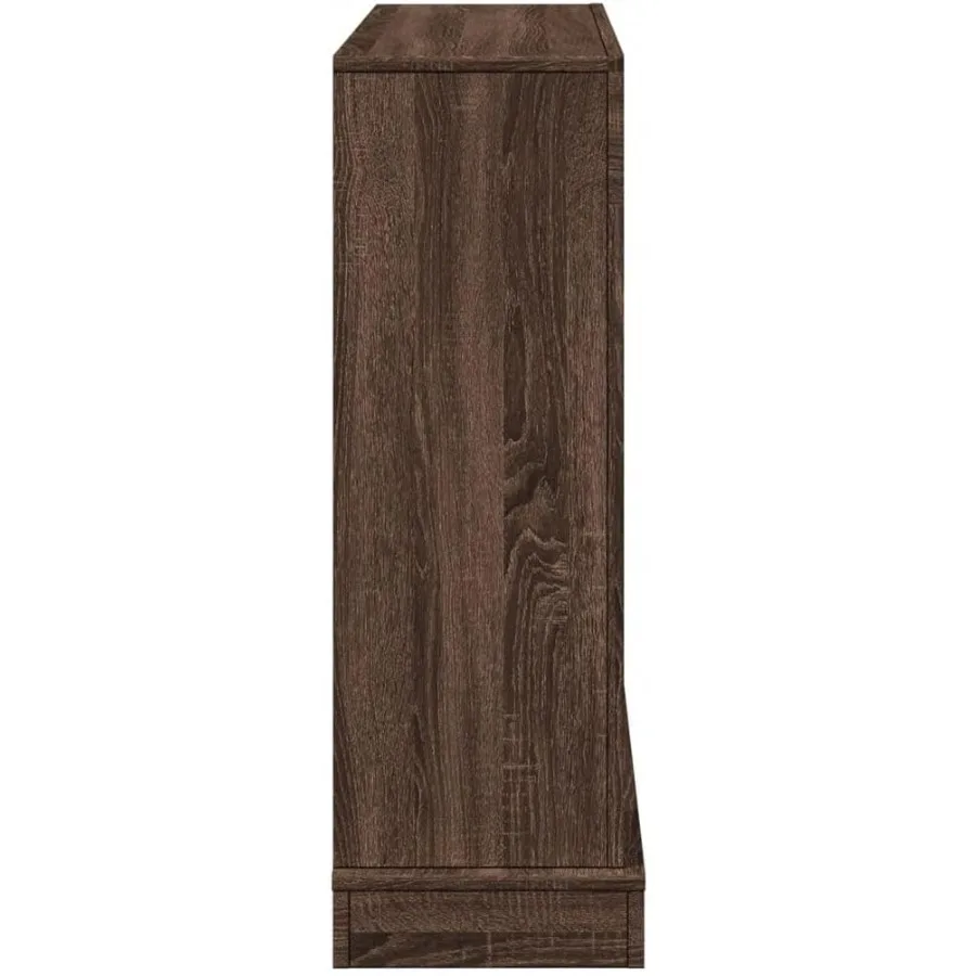 vidaXL Brown Oak Fireplace Surround - Engineered Wood Mantel for Electric Flames with Functional Shelf 39.4 x 11.8 x 34.4 Inche