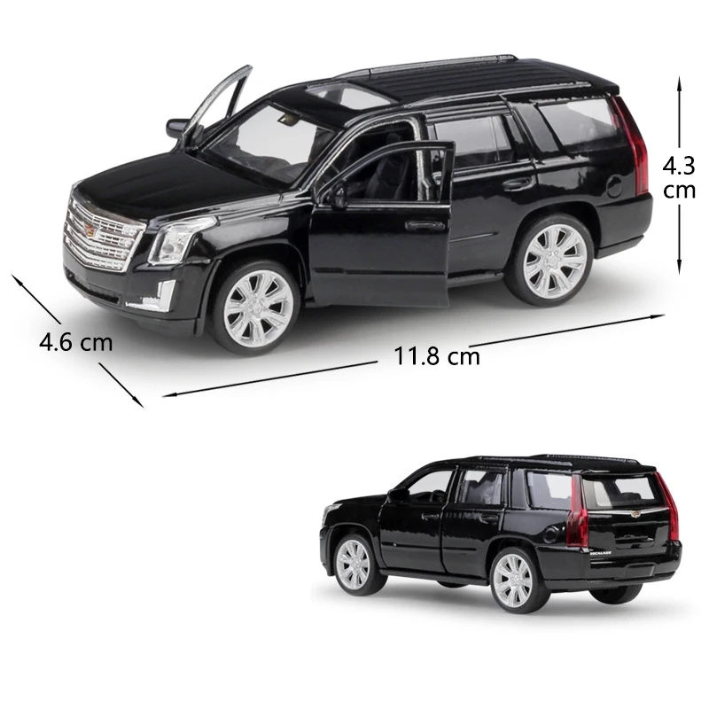 1/36 Cadillac Escalade SUV Toy Car Model Welly Diecast Vehicle Miniature Pull Back Free Wheels Collection Gift For Children Boys