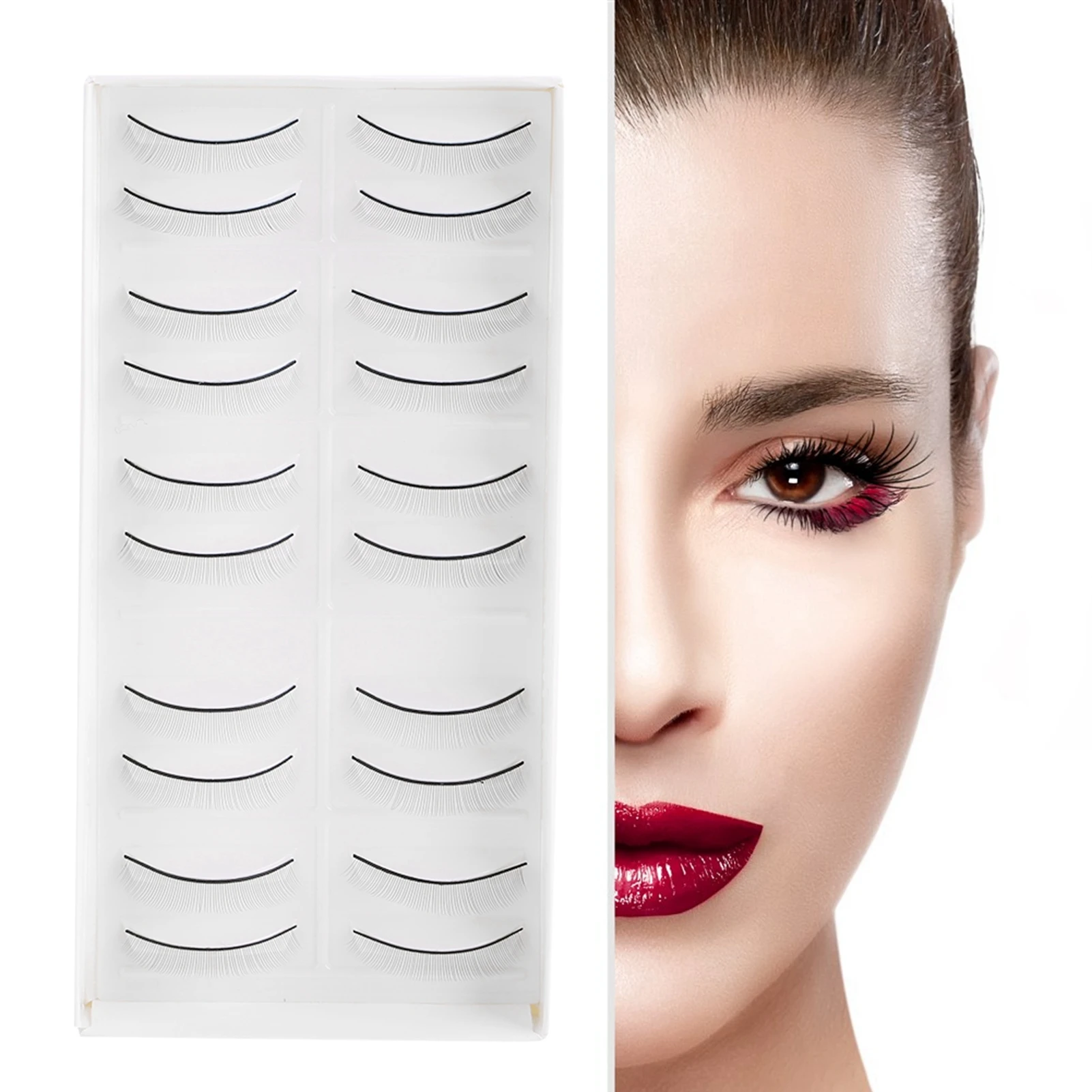 Übungswimpern, 10 Paar, Übungswimpern, falsche Wimpern für Wimpernverlängerung, Pfropftraining, Augen-Make-up, falsche Wimpern