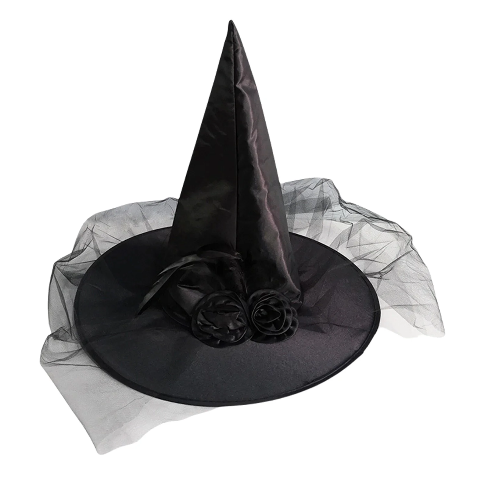 

Halloween Witch Hats Wizard Hats Stage Performances Headbands Sheer Chiffon with Straps Makeup Costumes Props