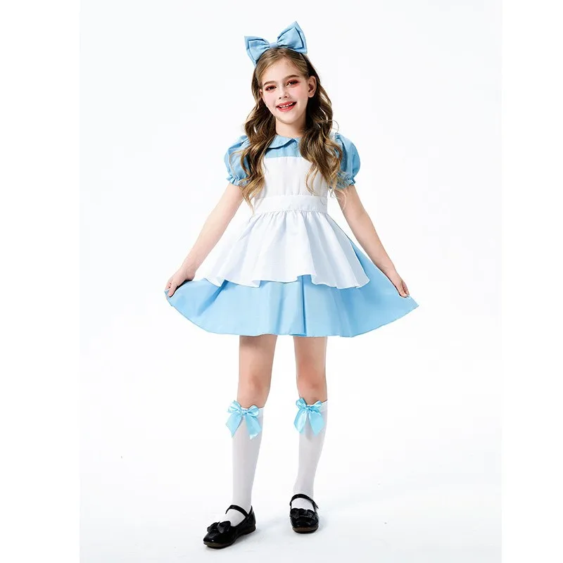 Girl Blue Dress Whi… - image