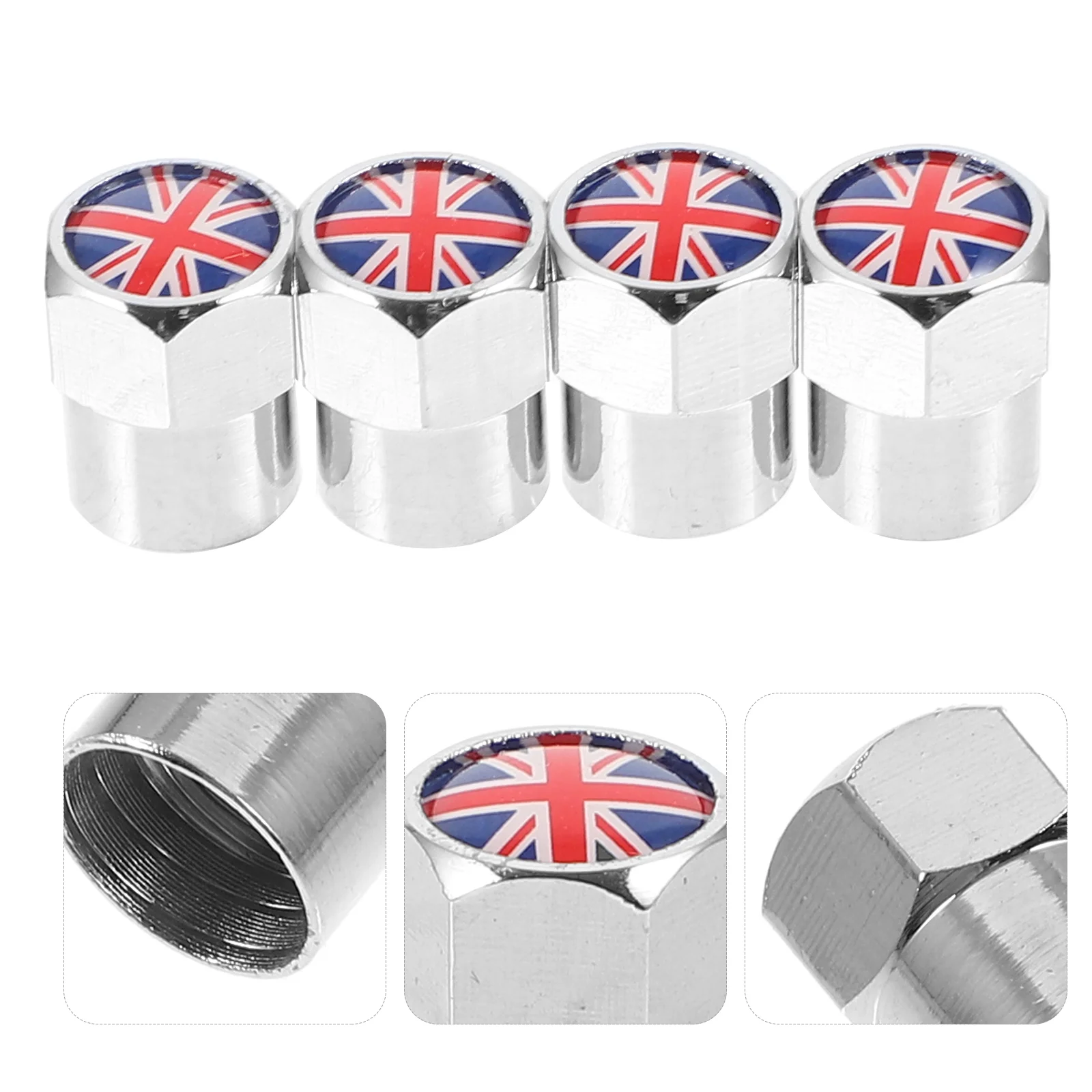 4 Pcs Car Valve Cap Cover Gasket Tire Valves Motorcycle Stem Caps Stainless Steel