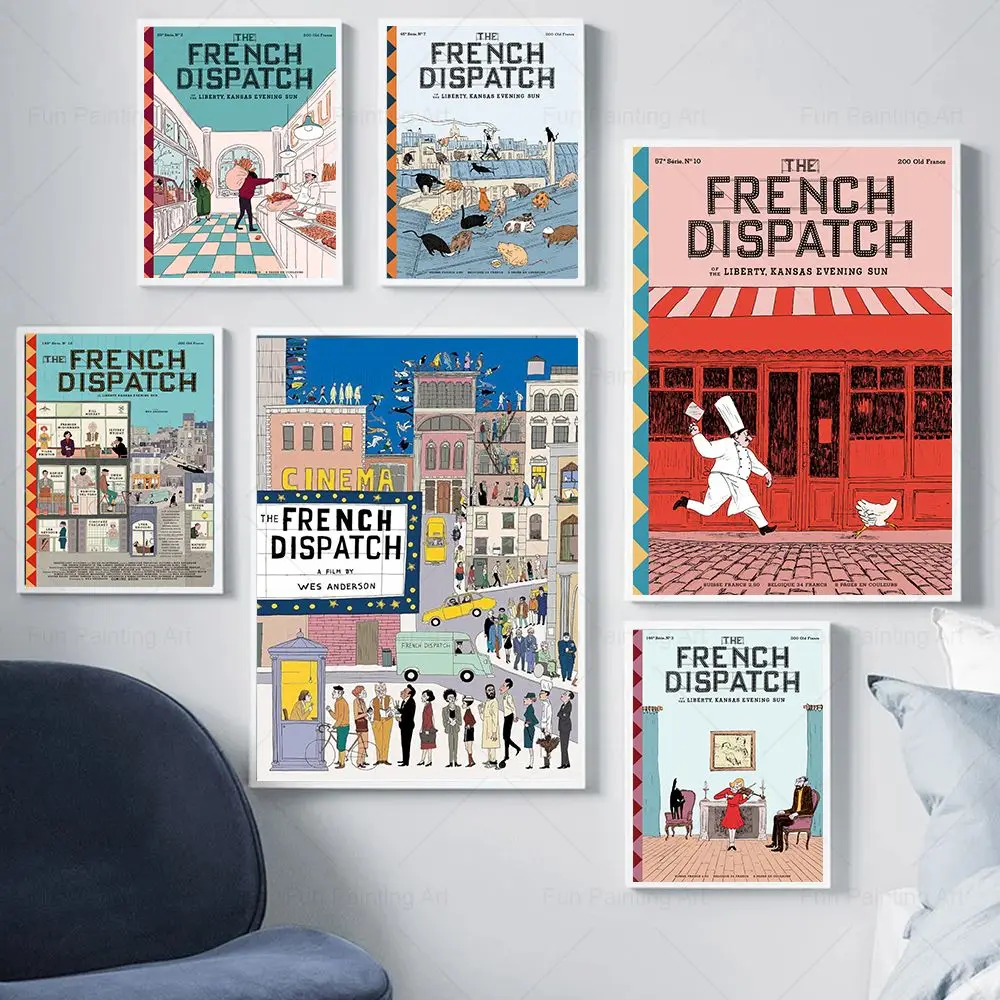 The French Dispatch Movie Poster Wes Anderson Film Prints Canvas Painting Wall Art Pictures For Living Room Home Decor Gift